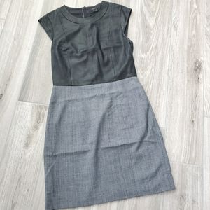 Theory black leather top and gray dress sz 4